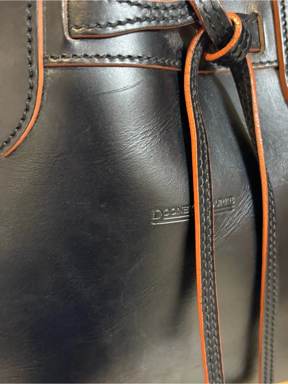 Dooney & Bourke Black Leather Draw-Tie Tote